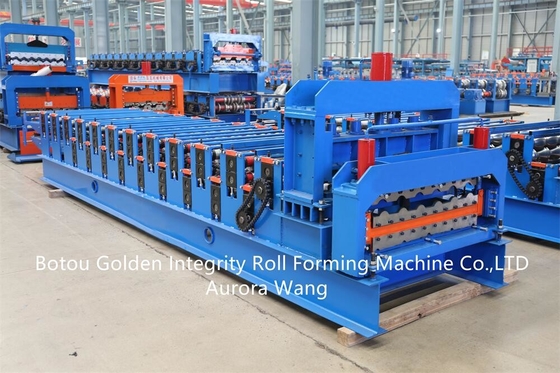 Kundengebundenes Doppeltes Rib Layer Trapezoidal Sheet And runzelte die Ziegeldach-Rolle, die Maschine bildet